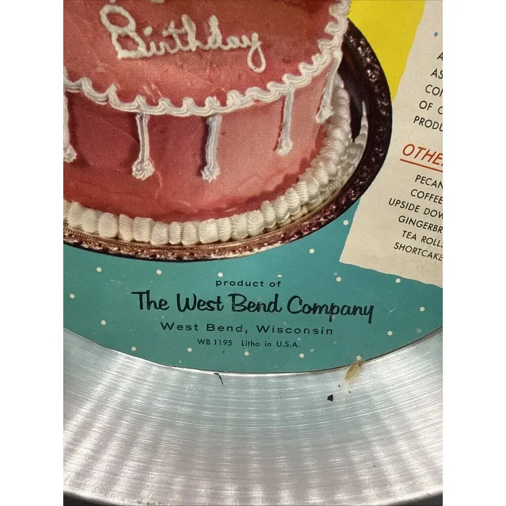 Vintage West Bend Aluminum Round Cake Pan Mid Century Modern New With Label NOS